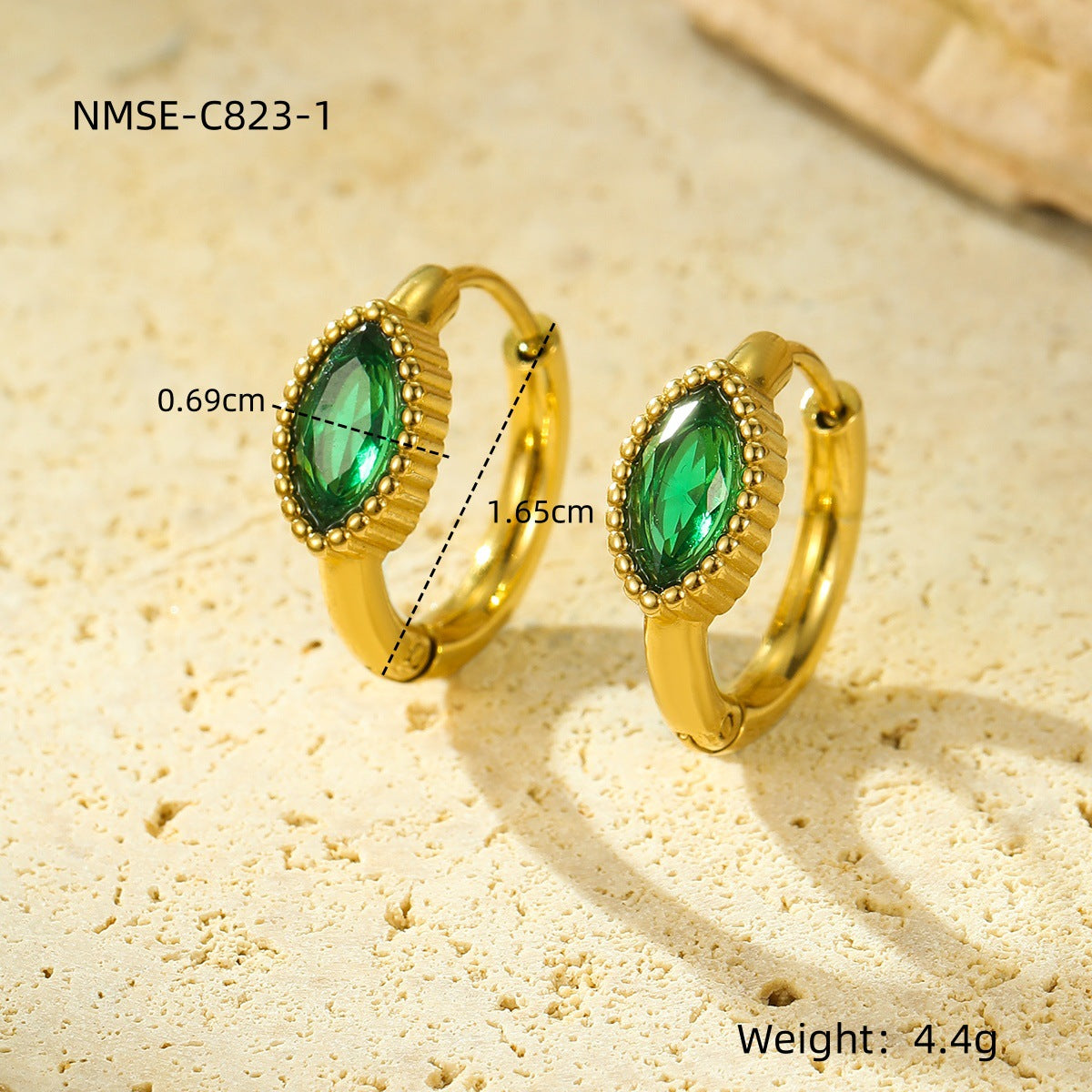 Orecchini geometrici in acciaio inossidabile con intarsio di zirconi per donna, placcati oro 18 carati, orecchini a perno alla moda minimalisti