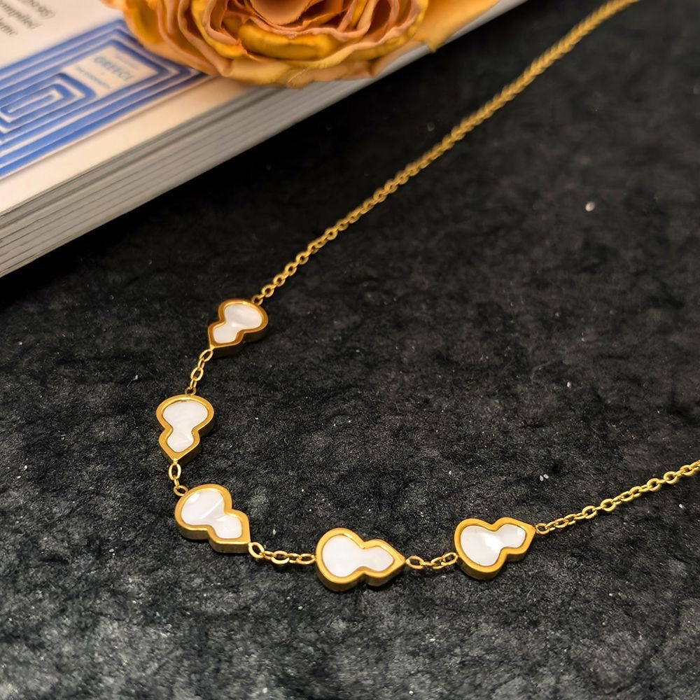 Minimalist Elegant Titanium Steel Plated Gourd Pendant Necklace for Women