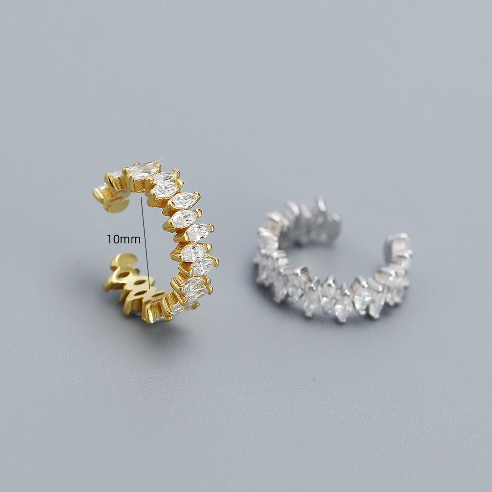 Orecchini a clip a forma di U geometrici minimalisti da donna in argento sterling 925 con finitura placcata