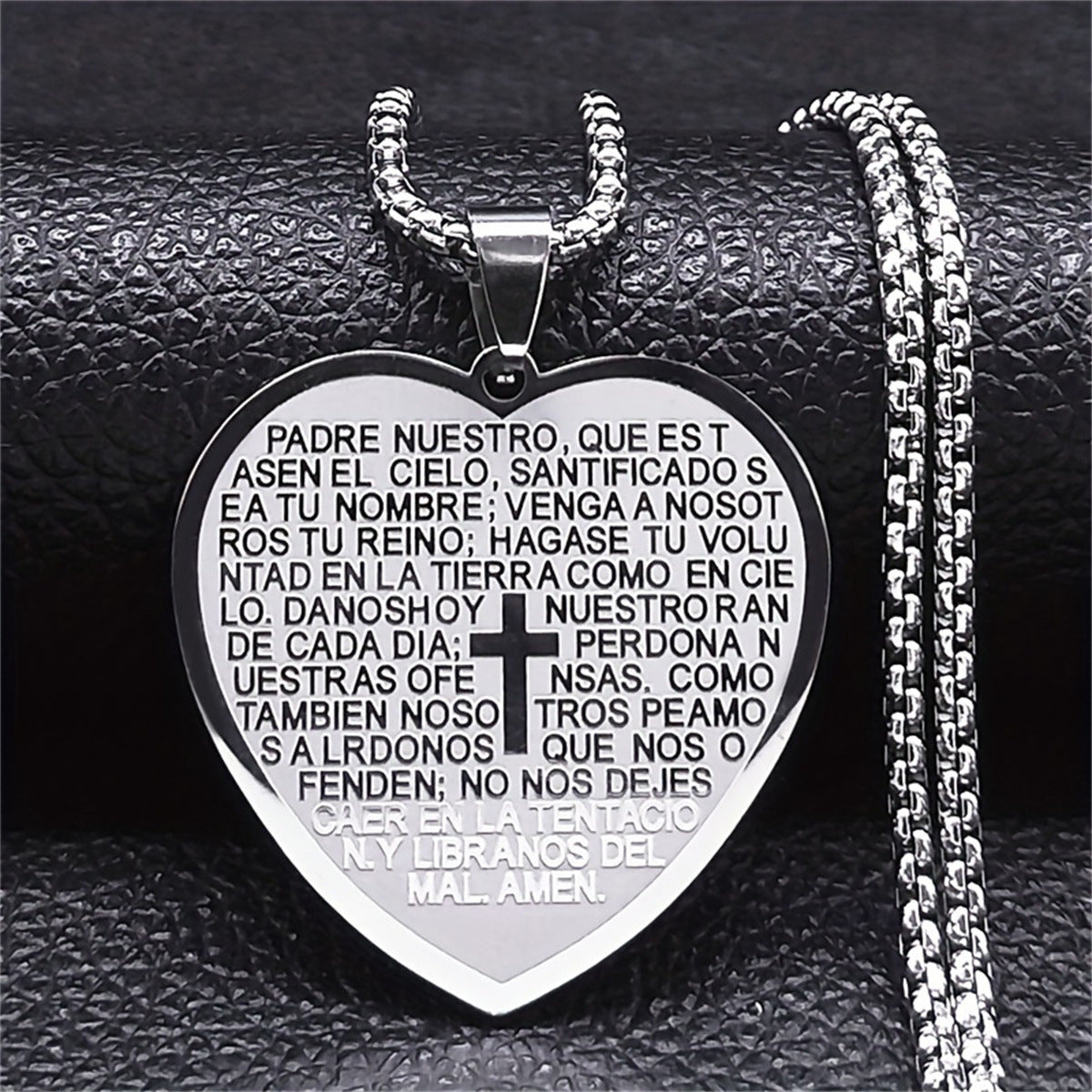Vintage Style Heart and Cross Pendant Necklace in Stainless Steel with Titanium Steel Pendant and Plated Finish for Unisex Wear