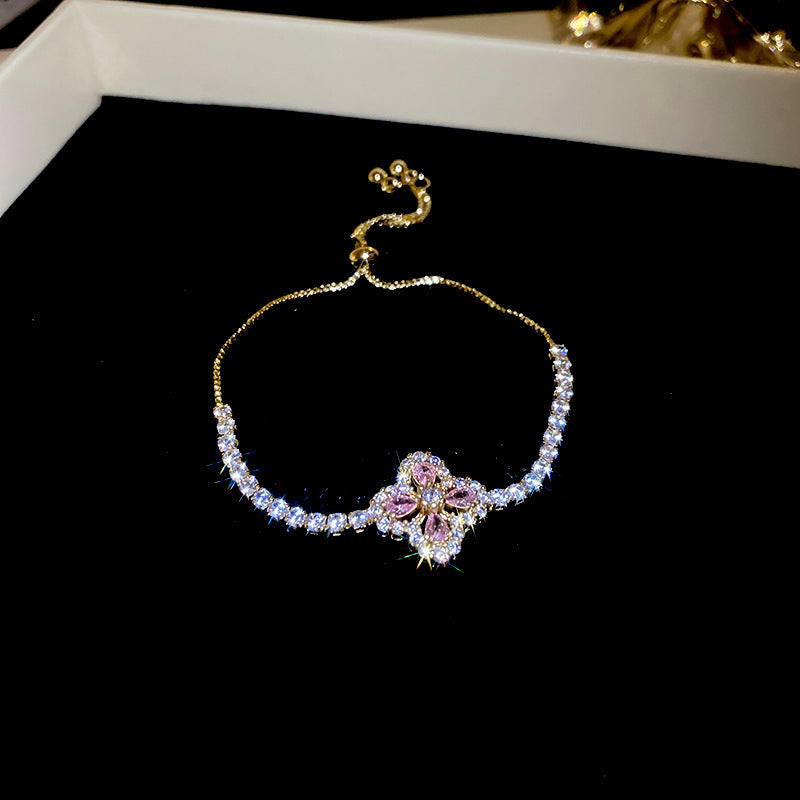Luxury Elegant Geometric Alloy Plated Bracelet with Cubic Zirconia for Women