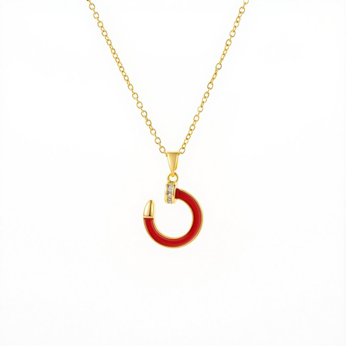 Collar de acero de titanio chapado en oro de 18 quilates, geométrico irregular, de lujo ligero para mujer con colgante de cobre