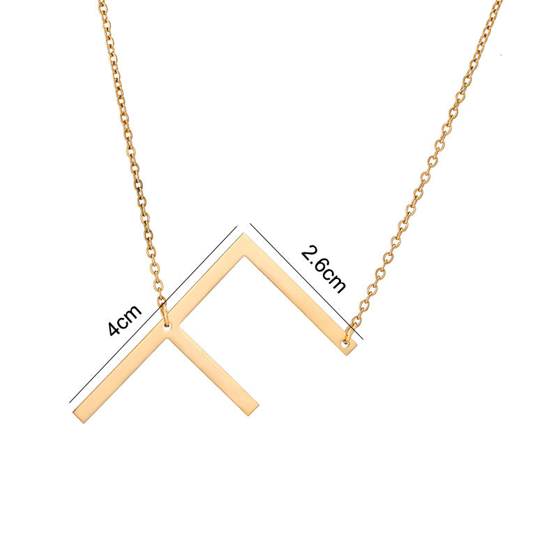 Collar Minimalista con Dije de Letra Chapado en Acero de Titanio para Mujer con Cadena de Eslabones Ajustable