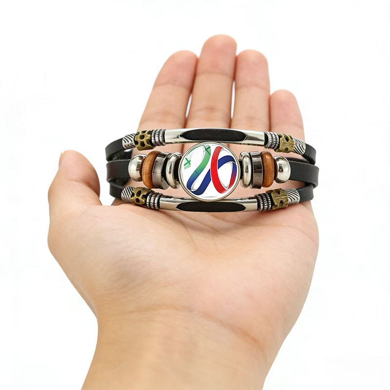 Bracciale in pelle placcato geometrico unisex