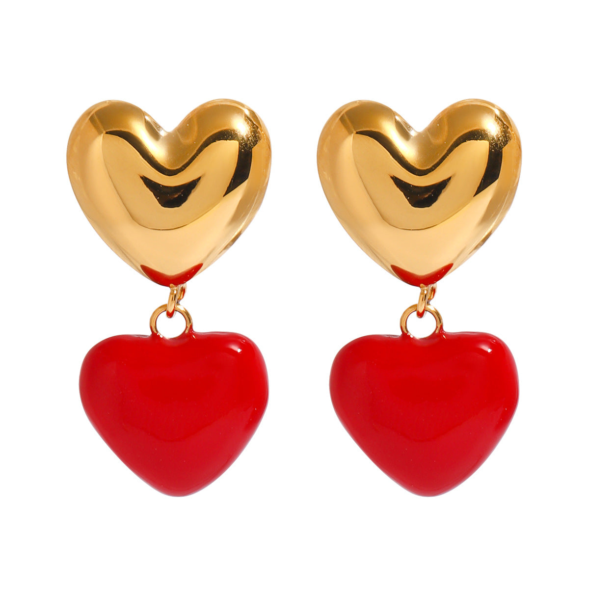Orecchini in acciaio inossidabile placcato con gocce d'olio a forma di cuore