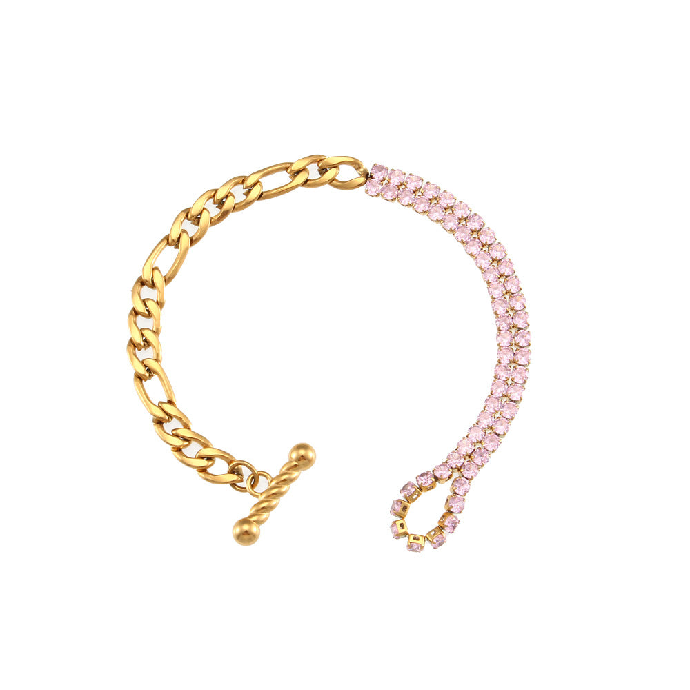 Set collana e bracciale da donna placcati in acciaio inossidabile geometrico minimalista