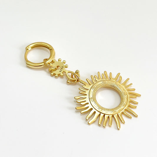 18K Gold Plated 925 Sterling Silver Teardrop Sun Goddess Earrings with Pearl Inlay for Women