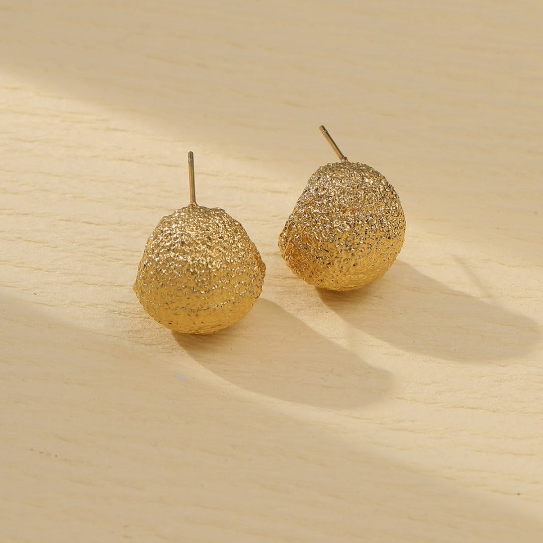 Pendientes de acero inoxidable geométricos con textura mate arrugada para mujer con acabado chapado