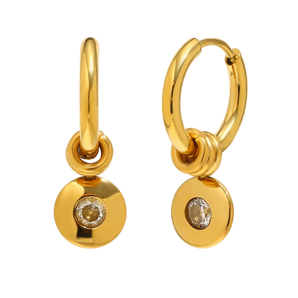 Minimalist 18K Gold Plated Stainless Steel Round Geometric Pendant Necklace for Women