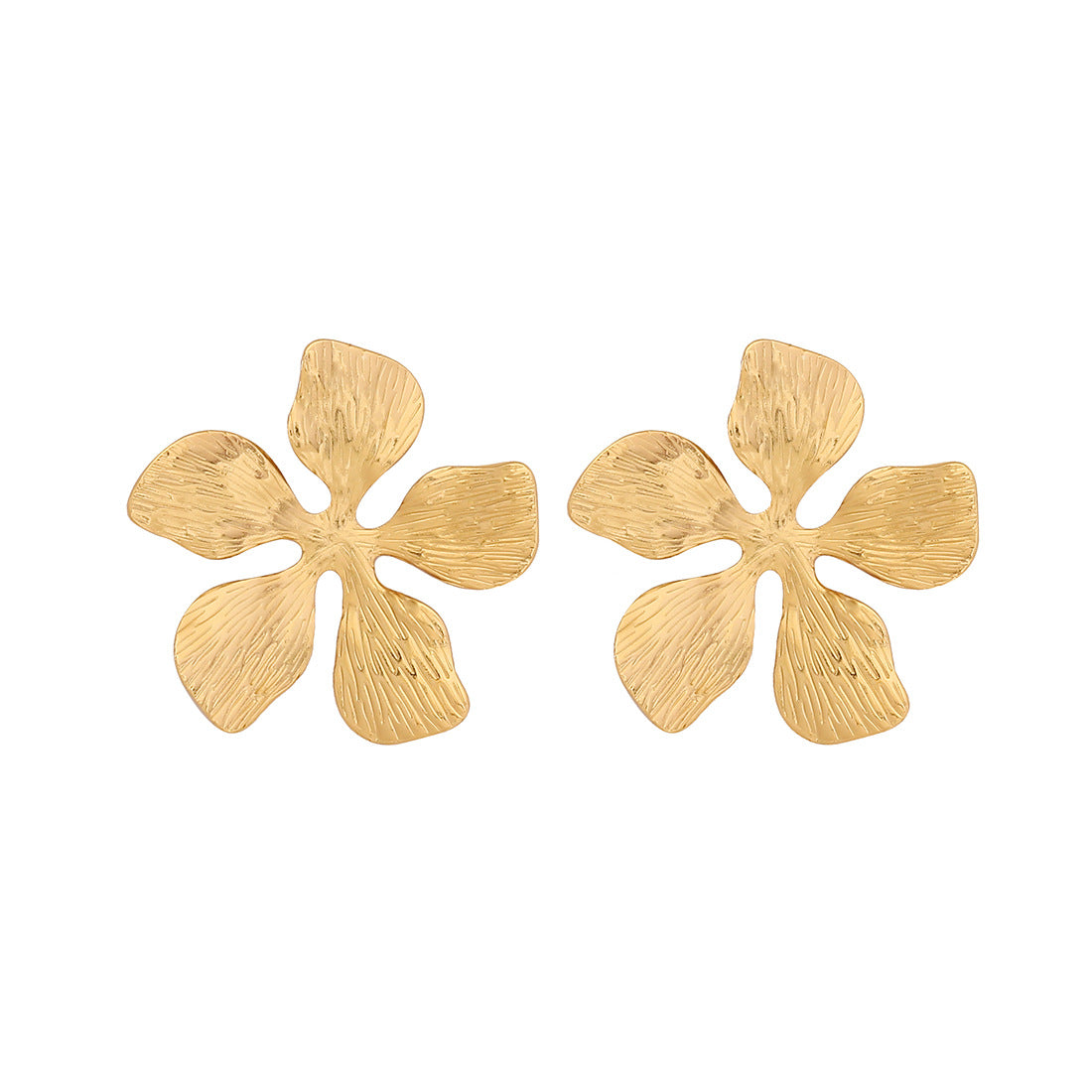 Personality Heart Flower Stainless Steel Plated Stud Earrings