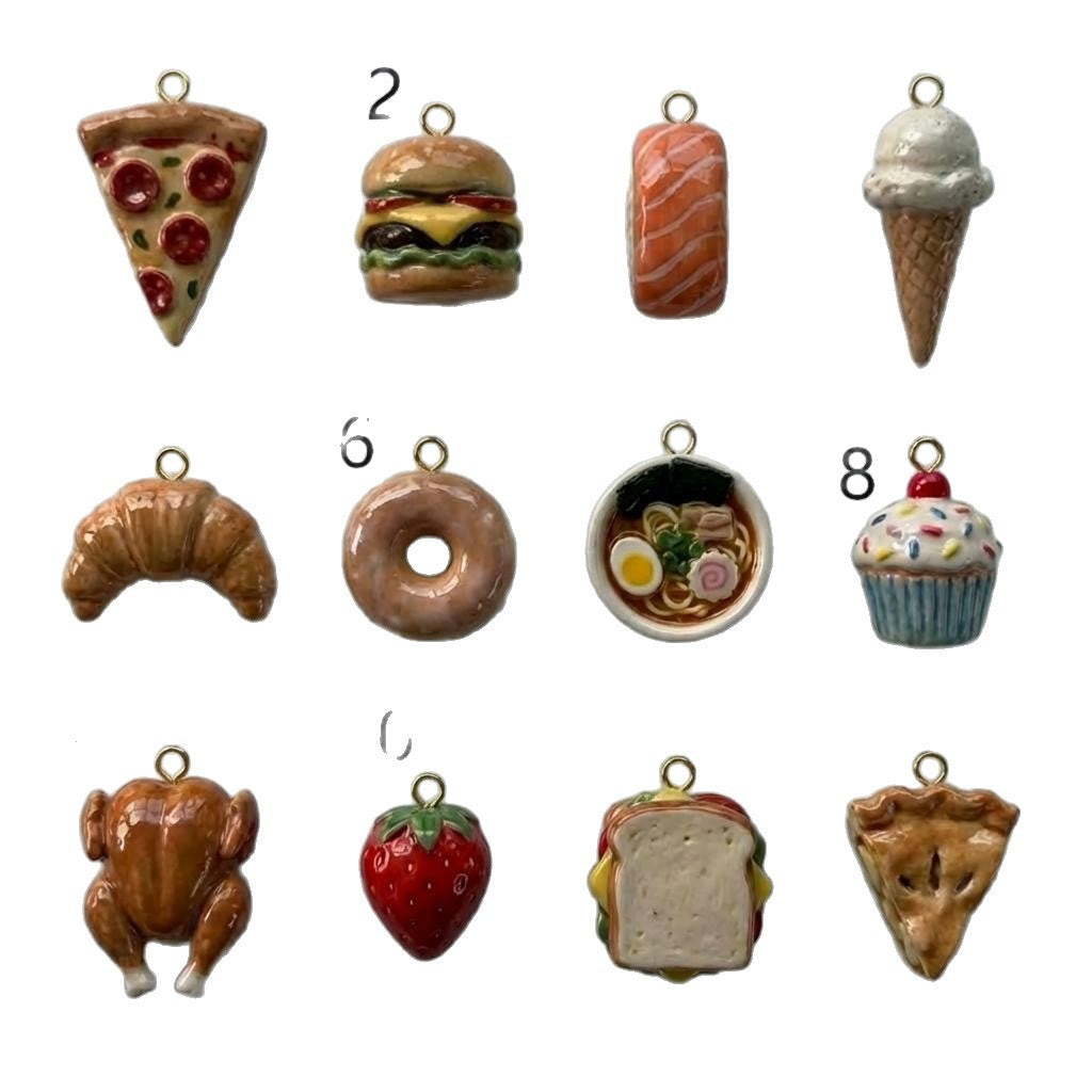 Vintage 18K Gold Plated Stainless Steel Food Series Pendant Charm Bar for Women