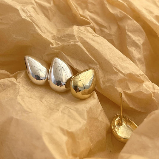 Minimalist Teardrop-Shaped 925 Sterling Silver Stud Earrings for Women with Plated Finish