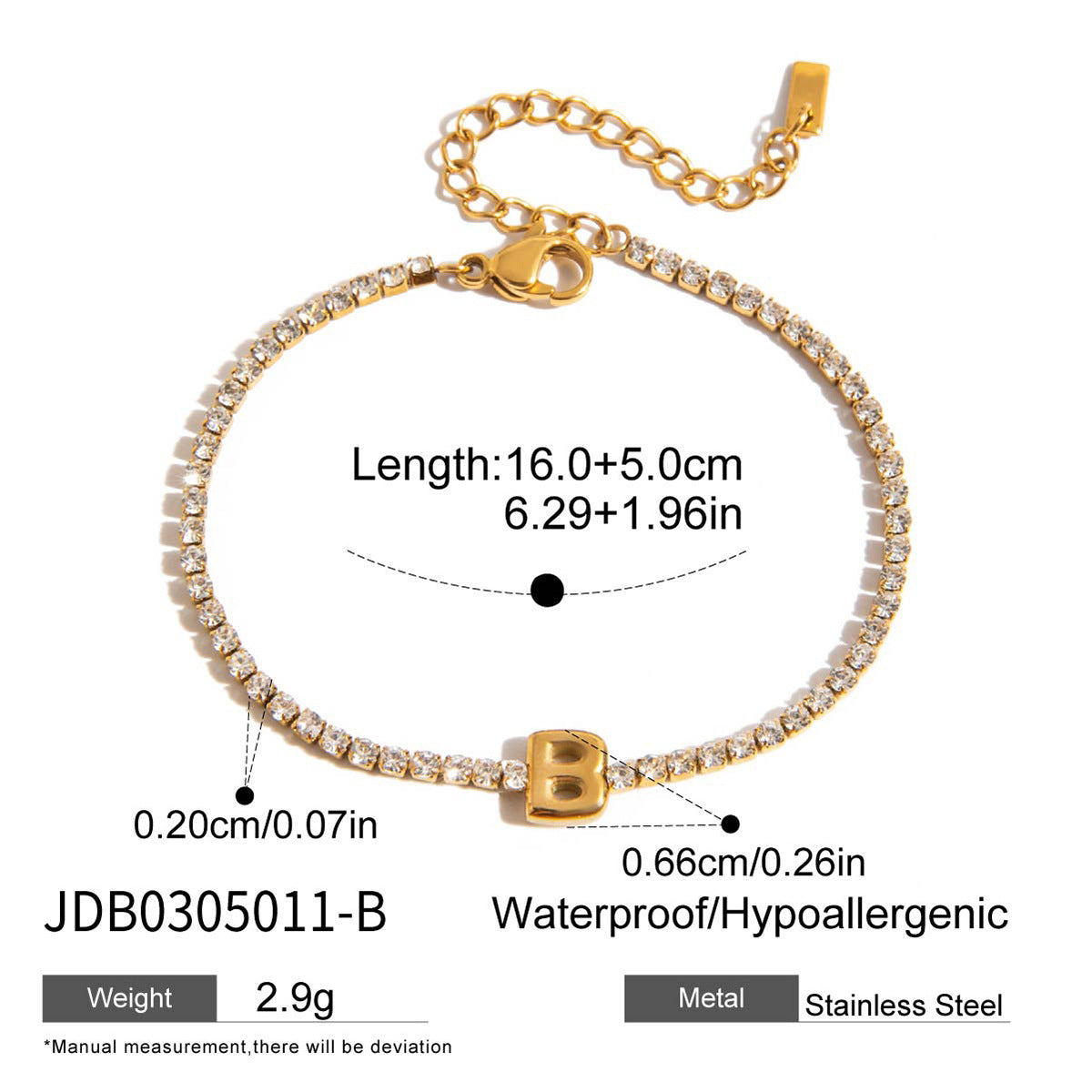 Elegant Geometric Stainless Steel Letter Bracelet for Women with Plating Finish, Hypoallergenic Titanium Steel Jewelry