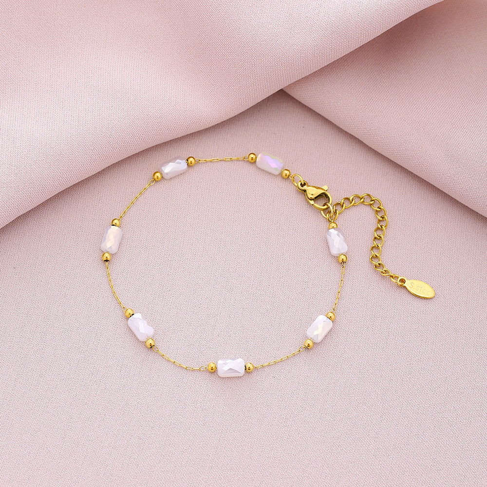 Bracciale alla moda unisex in acciaio al titanio placcato con motivo a petali floreali per abbigliamento casual estivo