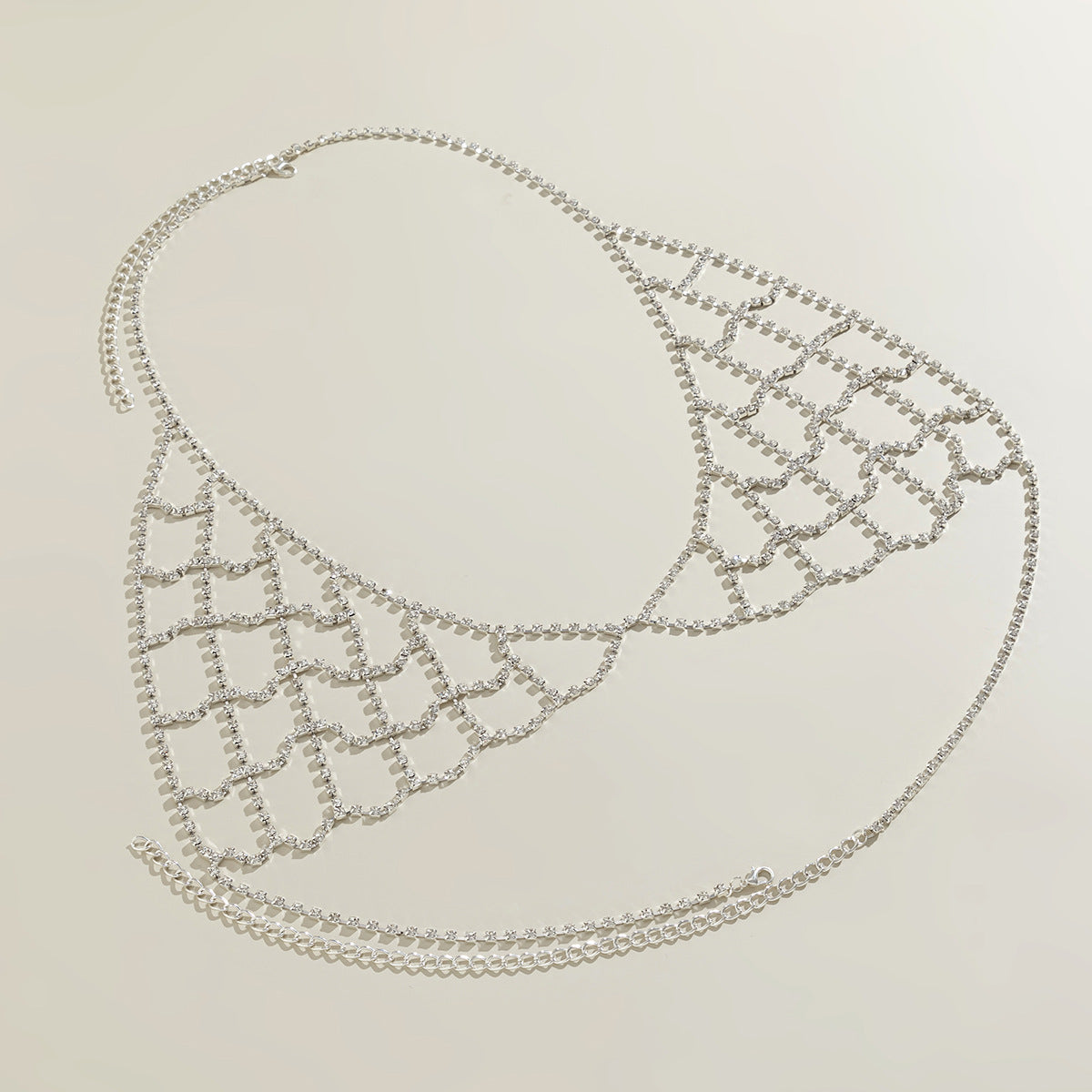Geometric Plated Alloy Body Chain with Gemstone Inlay for Women
