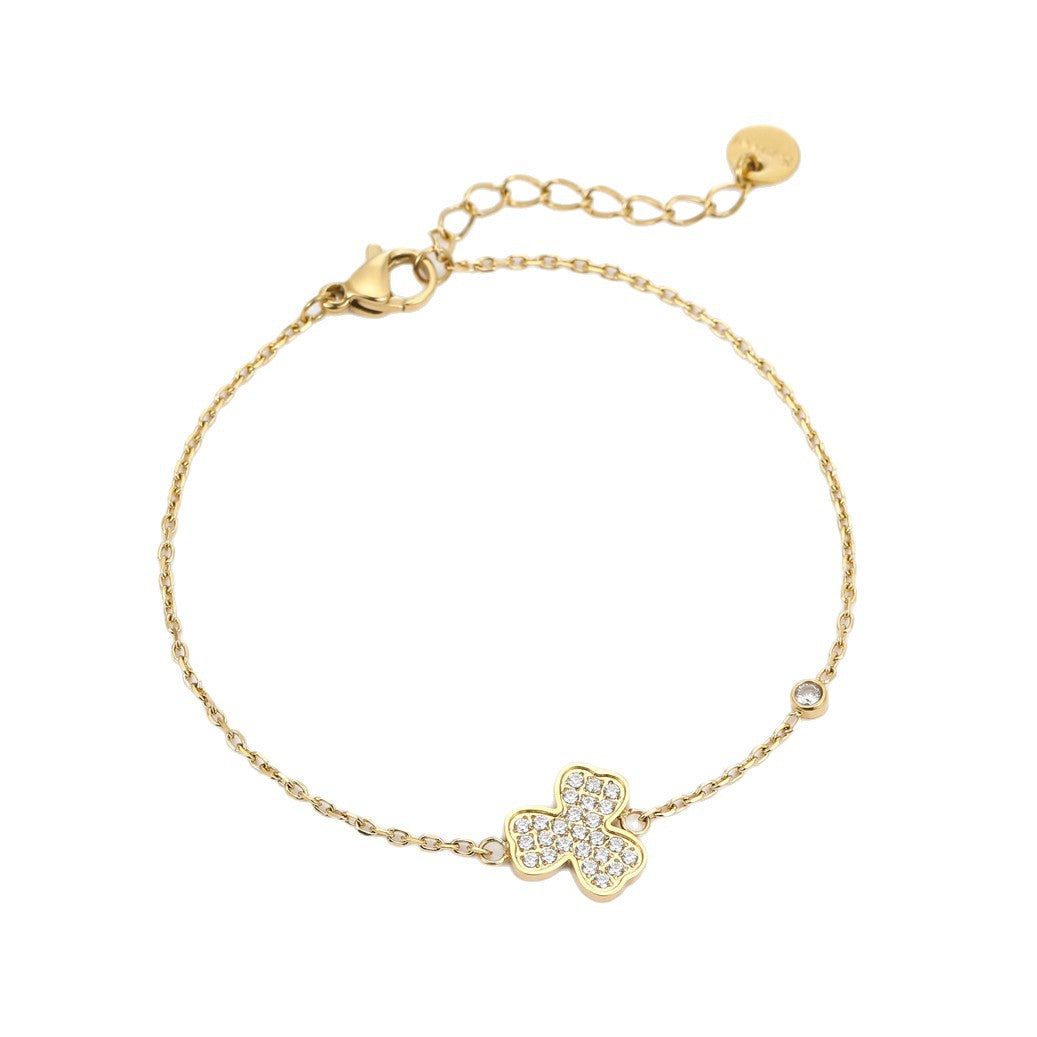 Minimalist Floral Dog Paw Stainless Steel Plated Bracelet for Women with Geometric Design and Luxury Finish