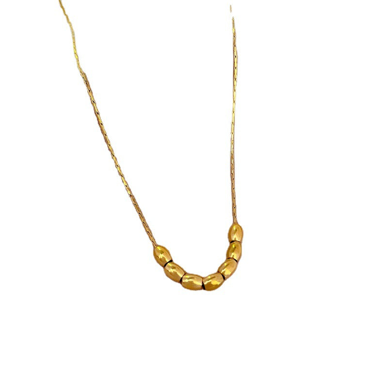Collana Pendente Geometrica Minimalista da Donna in Acciaio al Titanio con Placcatura Oro e Design a Motivo Fagiolo