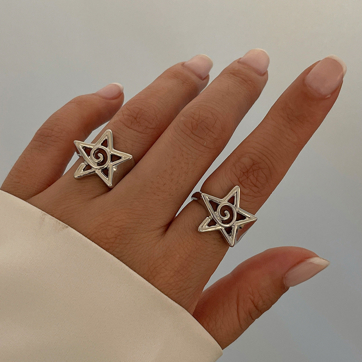 Elegant Star Heart Shaped Alloy Plated Ring Set for Women
