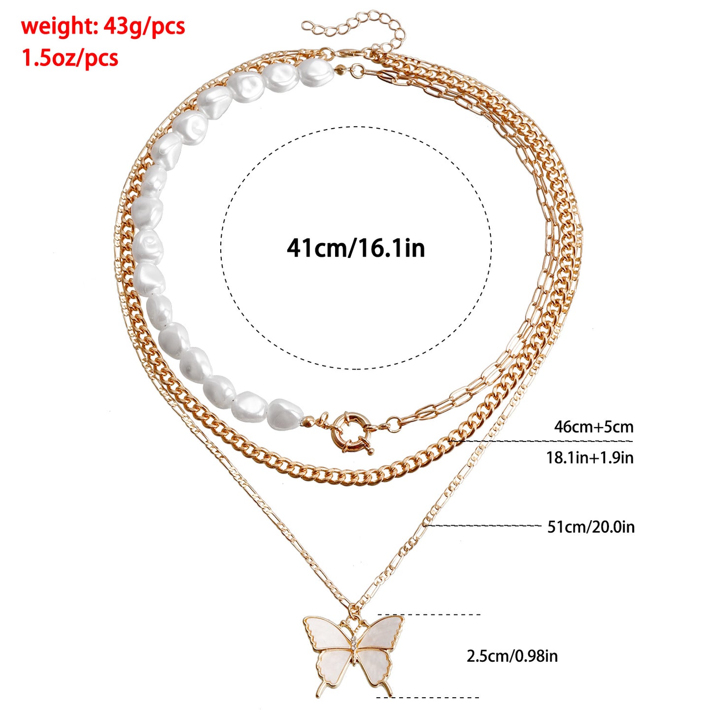 Minimalist Geometric Butterfly Pendant Necklace for Women with Imitation Pearl Accents and Plated Metal Chain