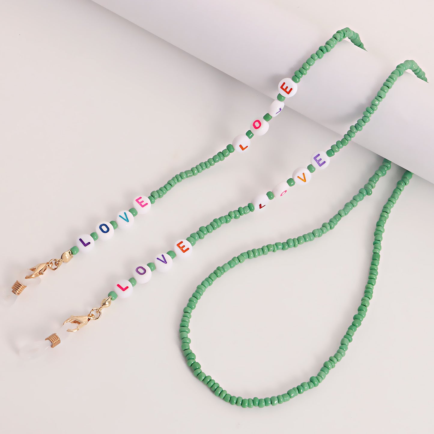 Bohemian Solid Color Letter Glass Beads Eyeglass Chain for Women