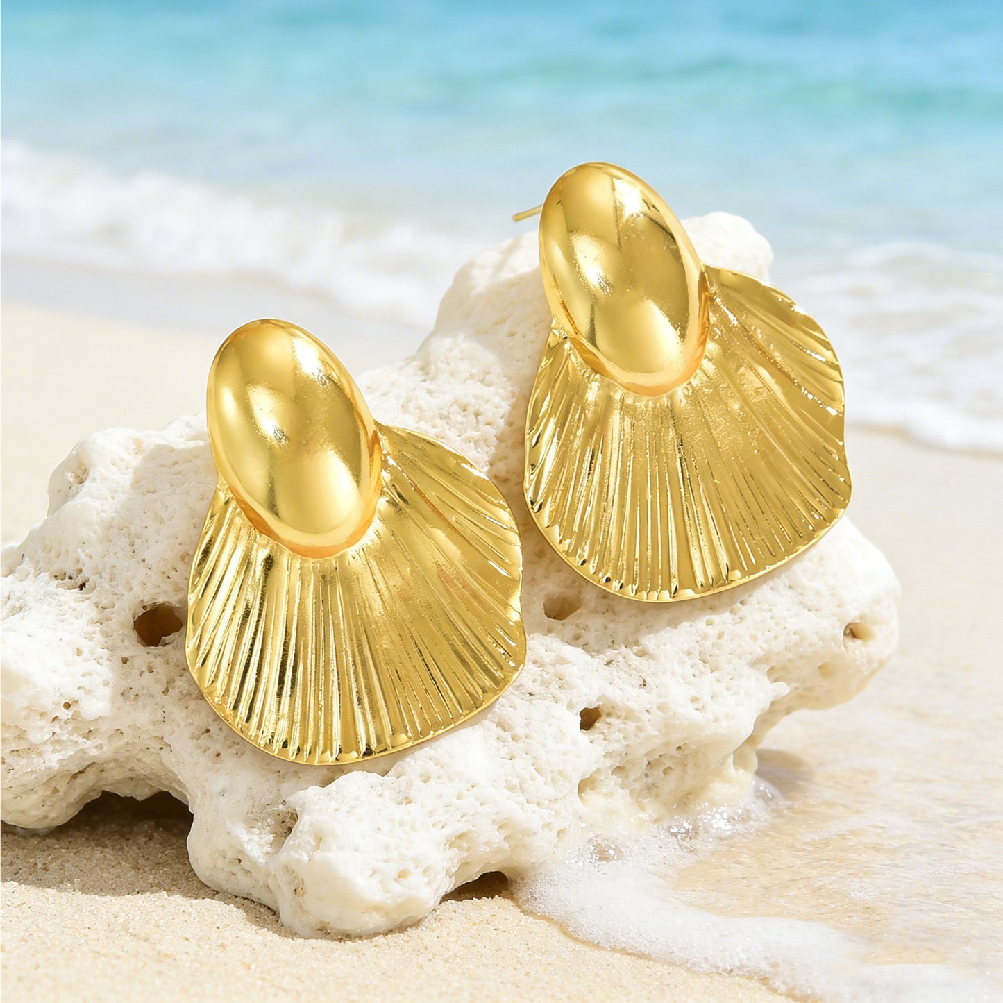 Elegant Geometric Fish Tail Stainless Steel Stud Earrings for Women