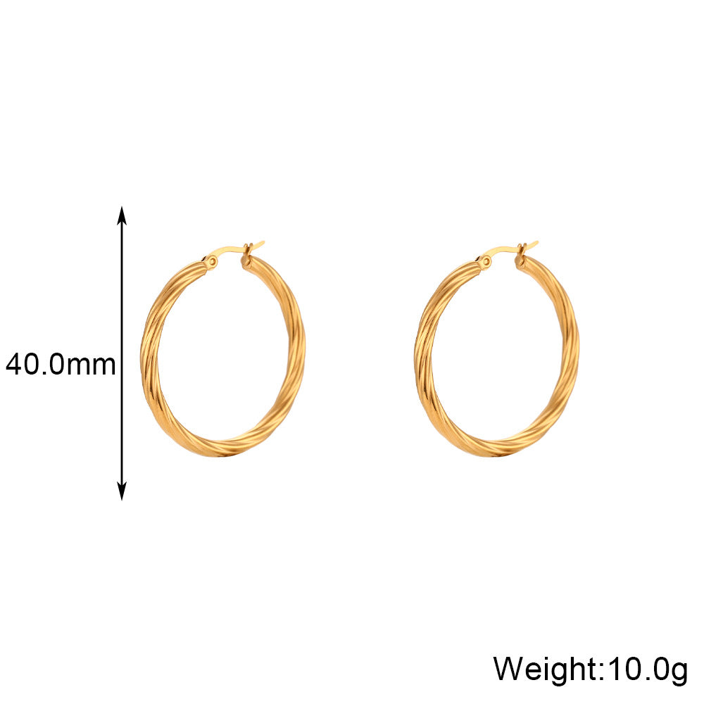 Pendientes de aro con forma de C, de acero inoxidable chapado en oro de 18 quilates, diseño geométrico de lujo minimalista para mujer