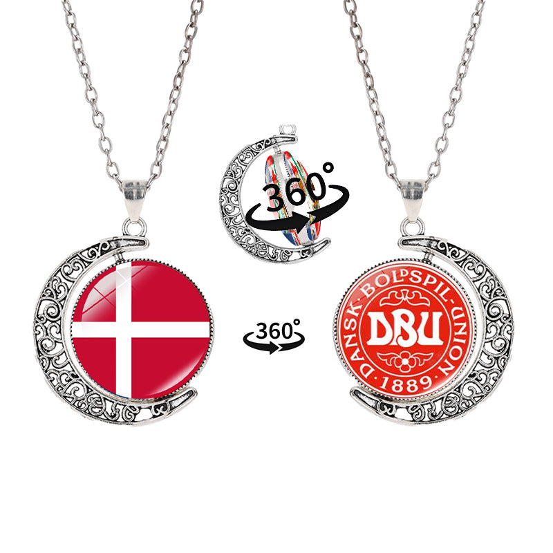 Collana a pendente a mezzaluna geometrica sportiva in lega con finitura galvanizzata per abbigliamento casual unisex