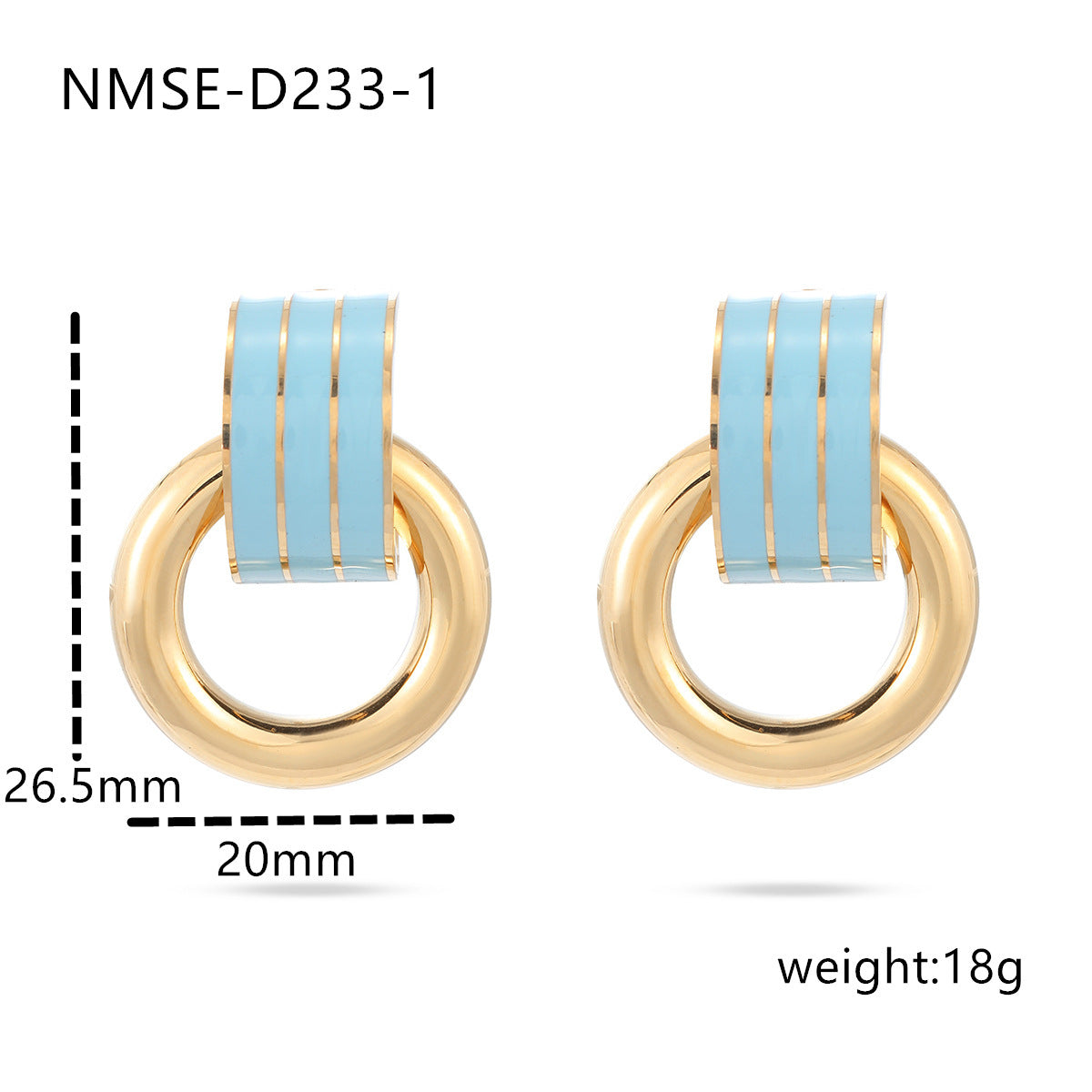 Orecchini Minimalisti Geometrici Blu in Acciaio Titanio da Donna con Finitura Placcata