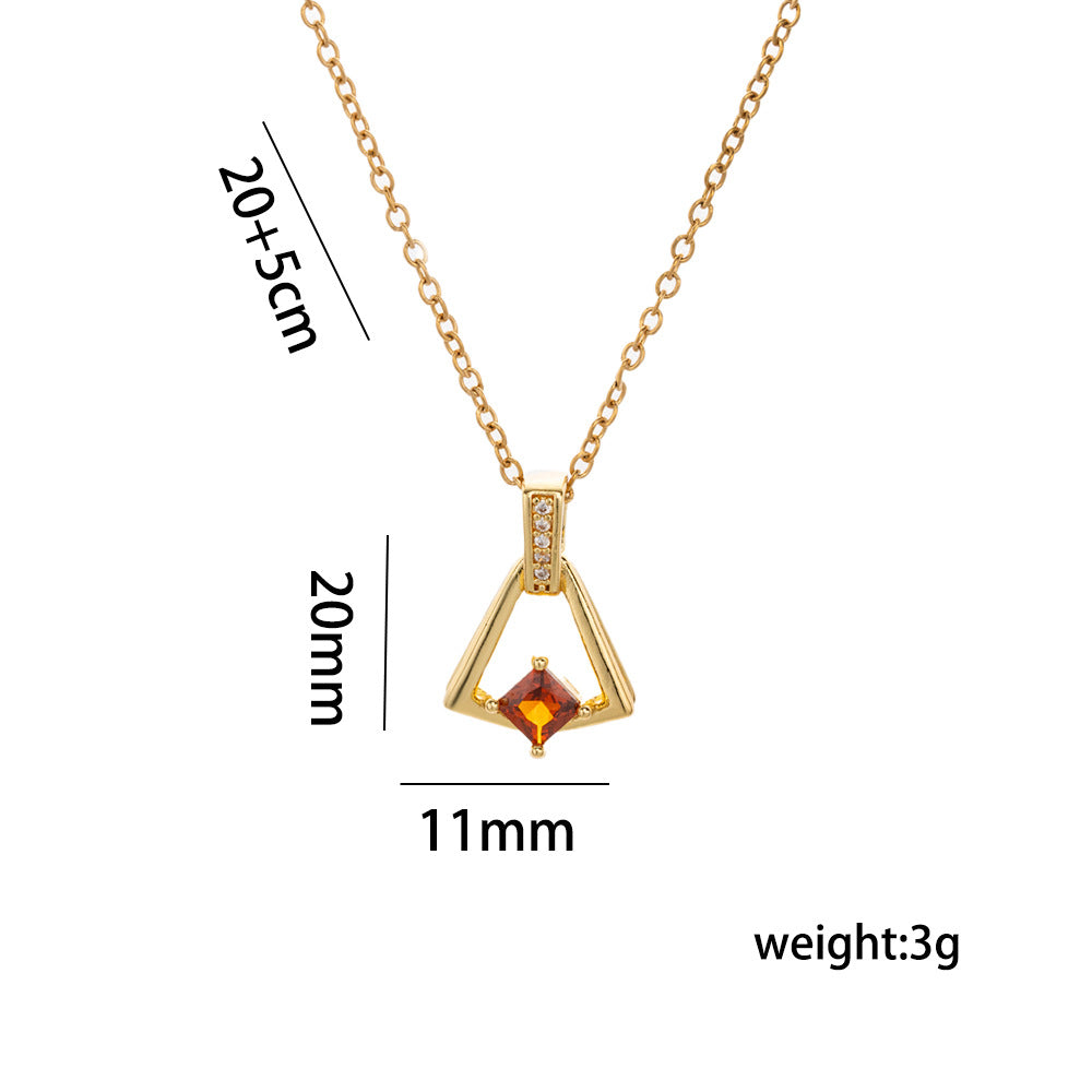 Elegante Collar con Colgante en Forma de Falda para Mujer de Acero de Titanio con Incrustaciones de Cobre y Circonita Cúbica, Acabado Chapado en Oro, Cadena O tipo Serpiente, Estilo de Lujo Minimalista