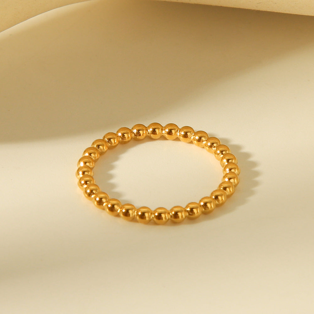 Anello da donna in acciaio al titanio geometrico minimalista color oro con finitura placcata