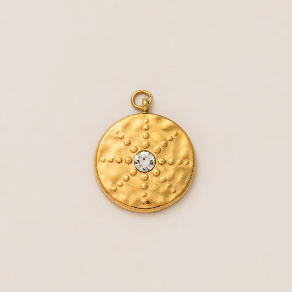 Vintage 18K Gold Plated Stainless Steel Star Pendant Charm Bar for Women