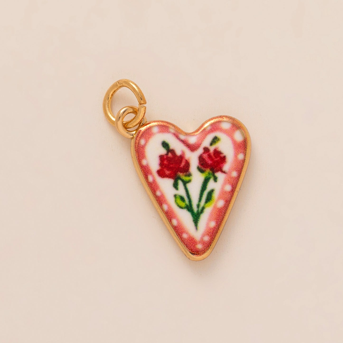 Heart Floral Plated Brass Charm Bar