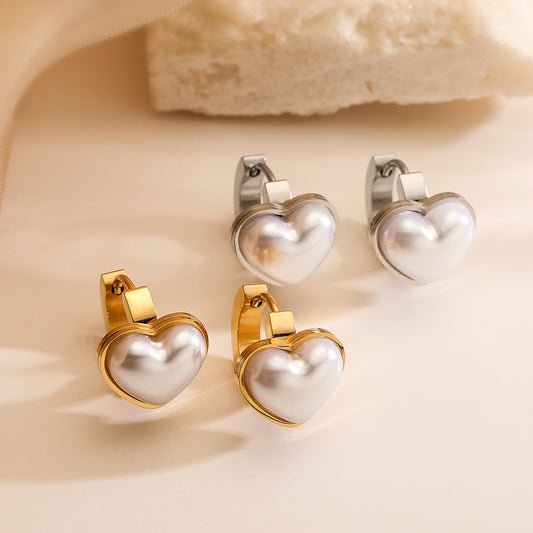 Clips de Oreja de Acero Inoxidable en Forma de Corazón Minimalistas para Mujer con Acabado Galvanizado, Diseño Geométrico, Resistentes a la Decoloración y Versátiles