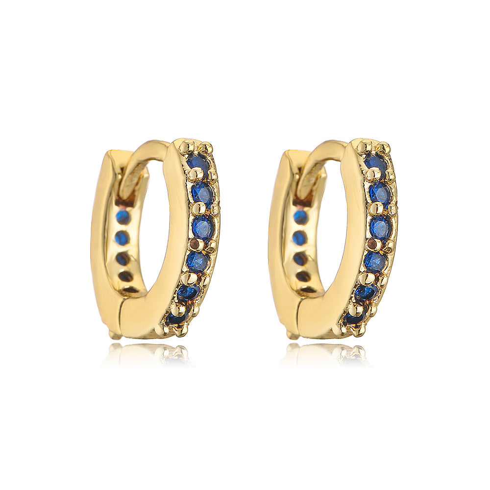 Minimalist Geometric Hoop Earrings for Women in Copper with Micro-Pave Setting