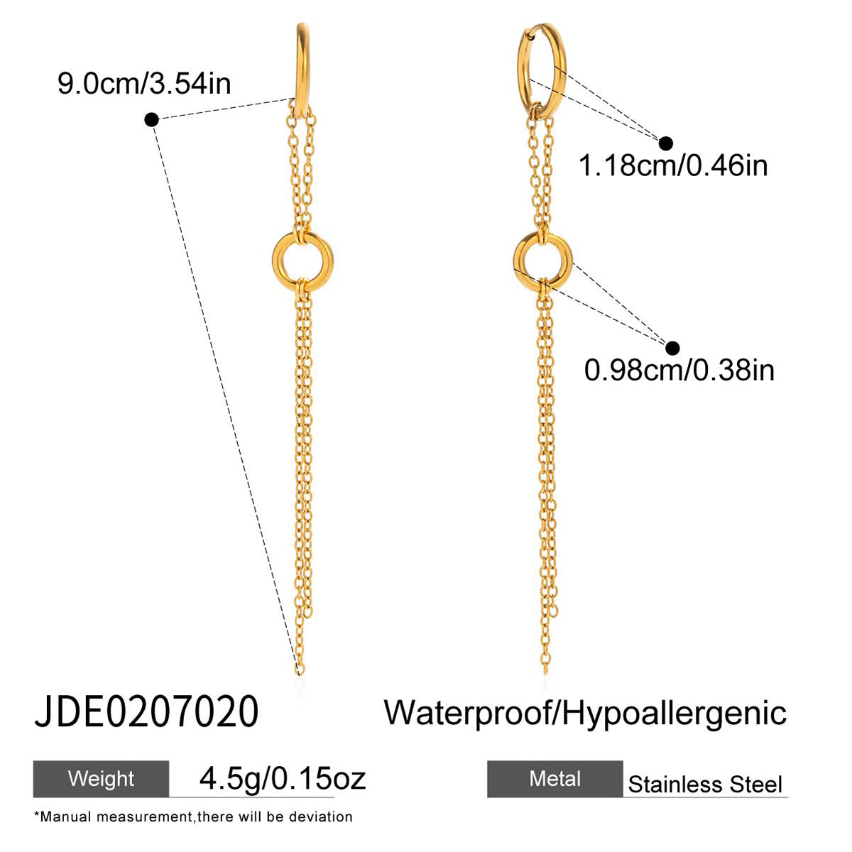 Pendientes Colgantes Minimalistas Geométricos de Acero Inoxidable con Acabado Chapado para Mujer
