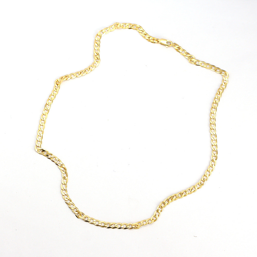 Collar minimalista unisex de plata de ley 925 con cadena cubana geométrica bañada para uso diario