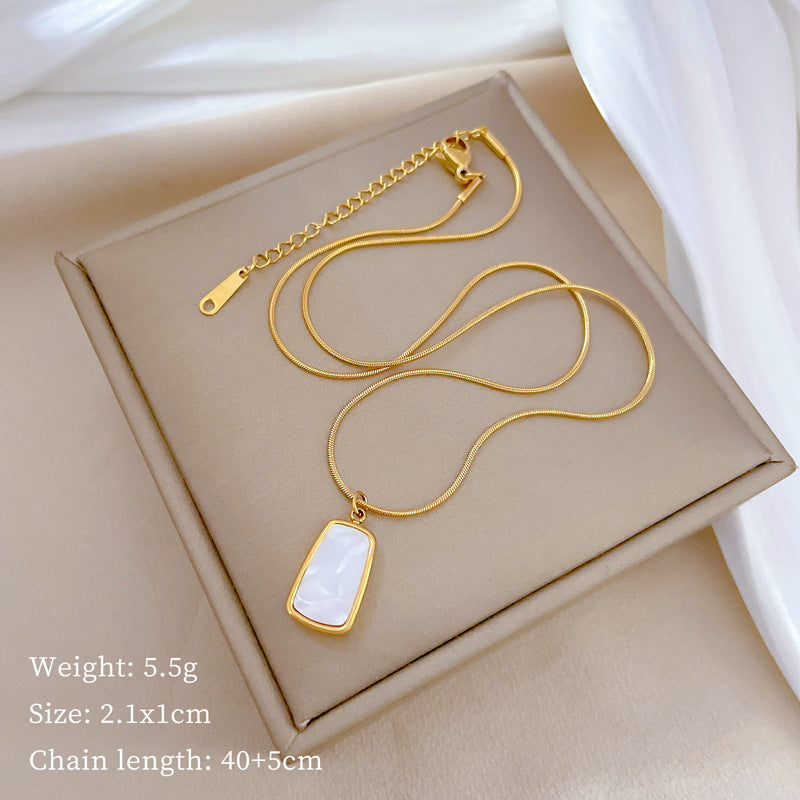 Geometric Snake Chain Necklace for Women Titanium Steel Plated Locket Necklace