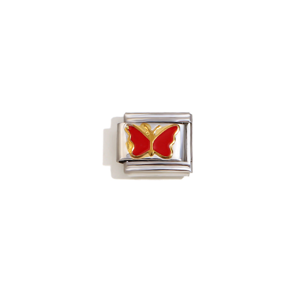 Elegant 18K Gold Plated Drip Oil Square Stainless Steel Charm Bar for Women