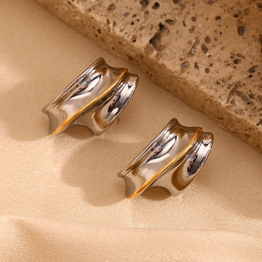 Pendientes de acero inoxidable chapados en oro de 18 quilates con forma de casco geométrico, estilo OL, a la moda