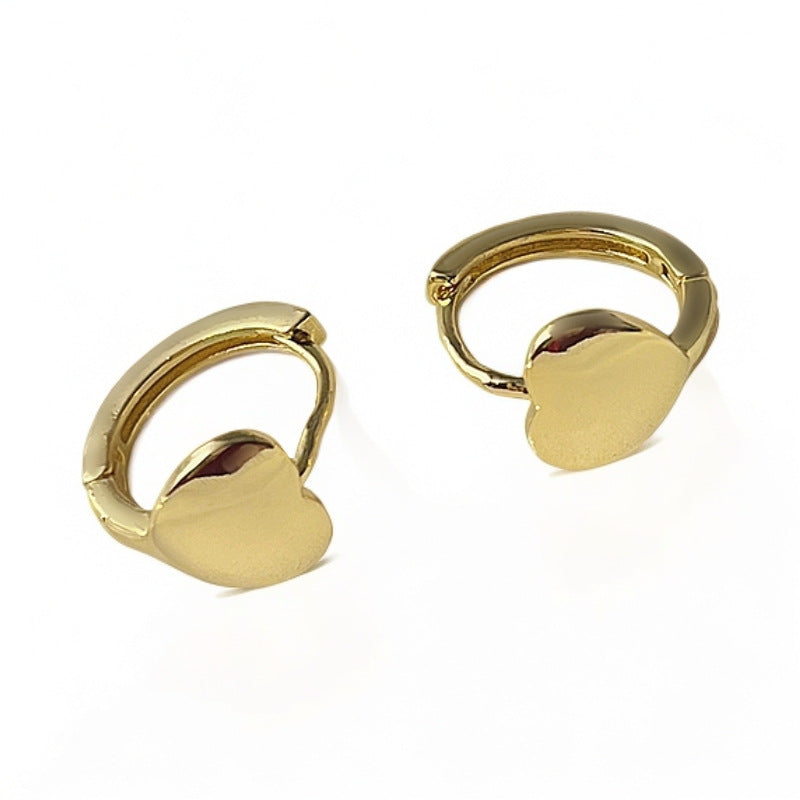 Minimalist Heart-Shaped Gold-Plated Copper Stud Earrings with Clean Matte Finish for Women