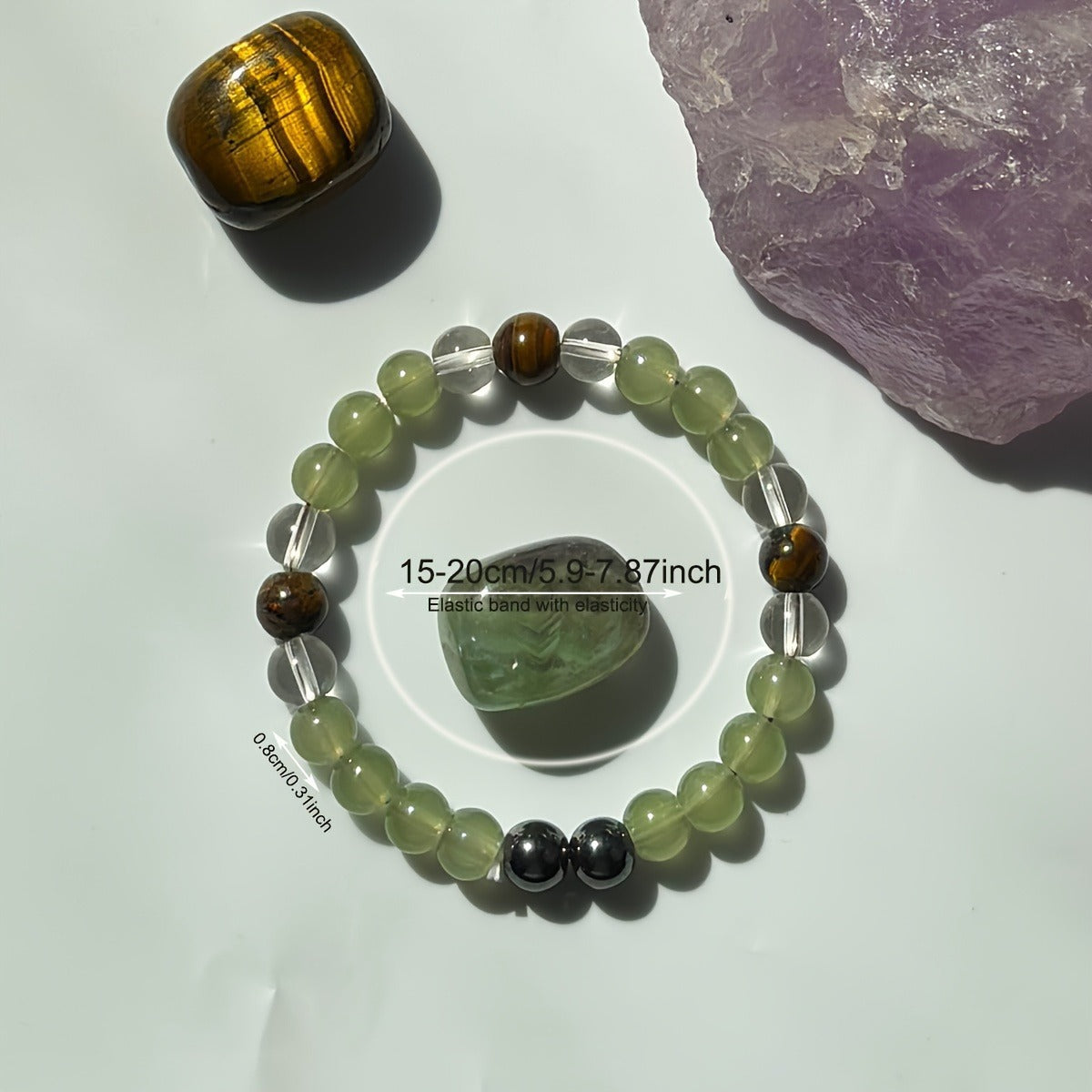Elegant Casual Geometric Crystal Bracelet Unisex 8mm Beaded Hand Jewelry