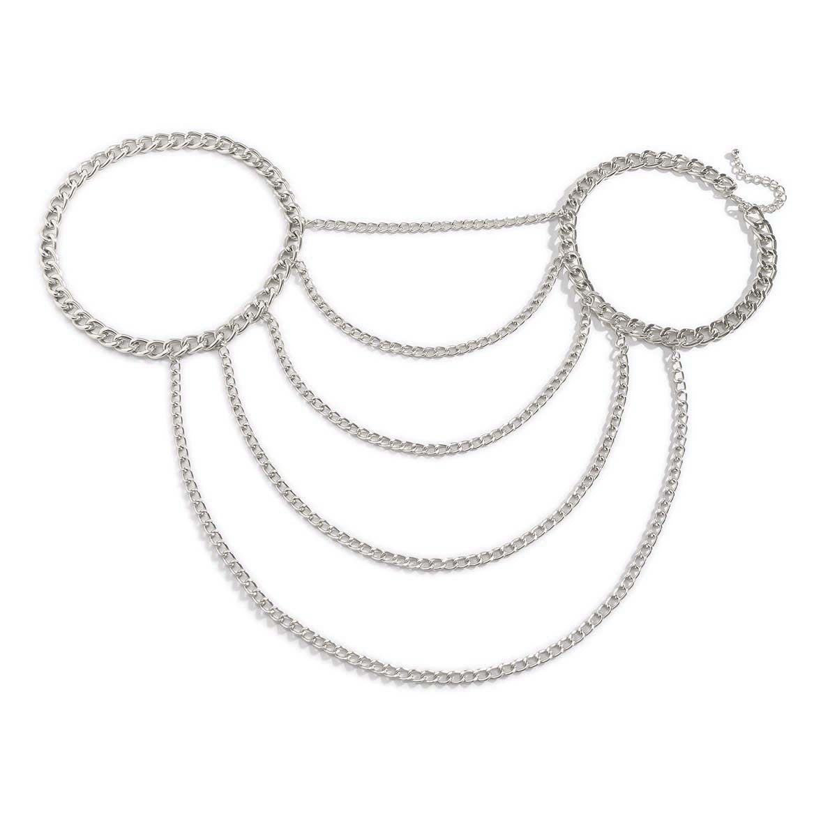 Minimalist U-Shaped Aluminum Body Chain for Women with Tassel Accent