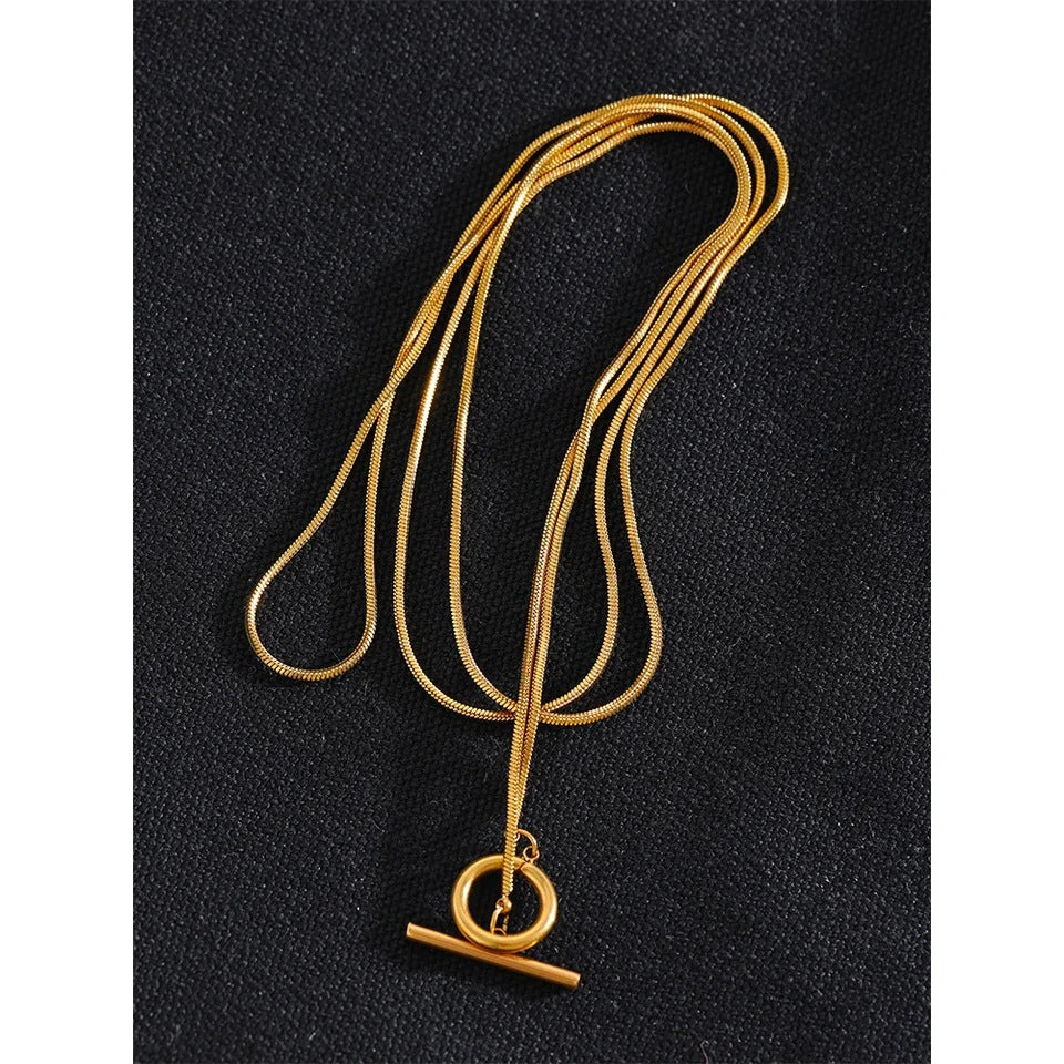 Minimalist U-Shaped Titanium Steel Plated Snake Chain Necklace for Women Layering Locket Necklace Versatile Sweater Chain