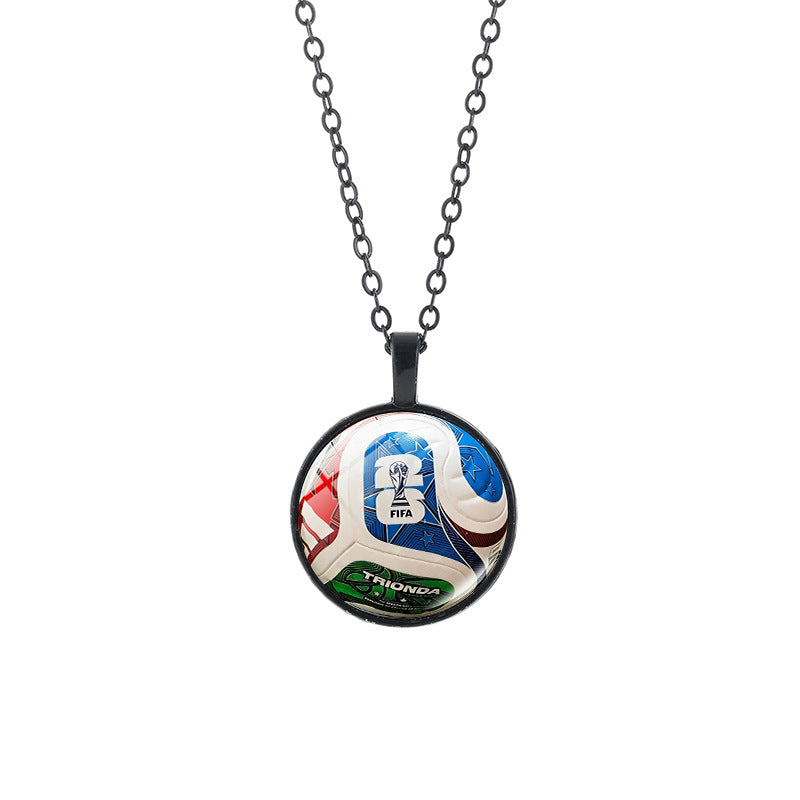 Collana casual in lega placcata con ciondolo in cristallo nero, catena a cavo unisex