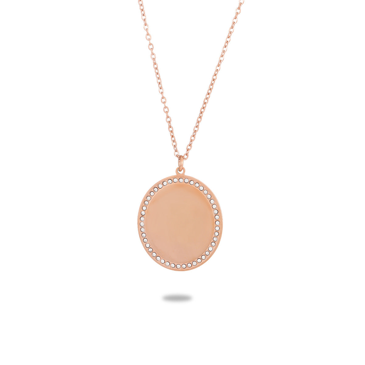 Collar minimalista geométrico redondo de acero inoxidable con chapado en oro rosa de 18 quilates para mujer con barra para dijes DIY