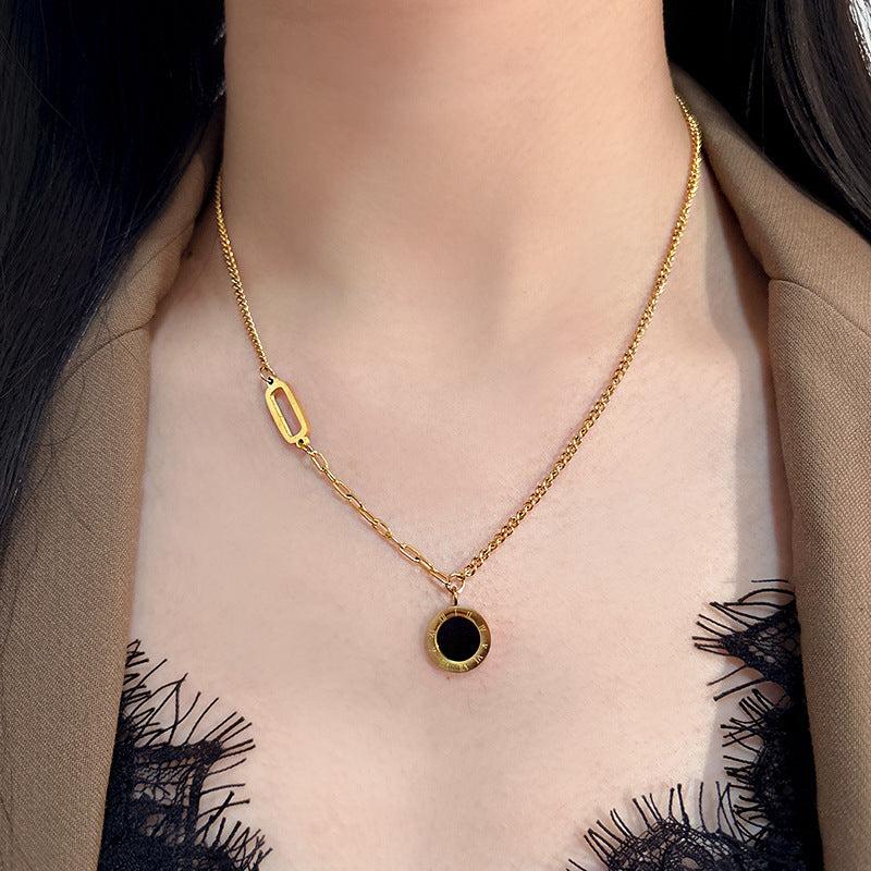 Elegant Gold Plated Round Titanium Steel Necklace for Unisex