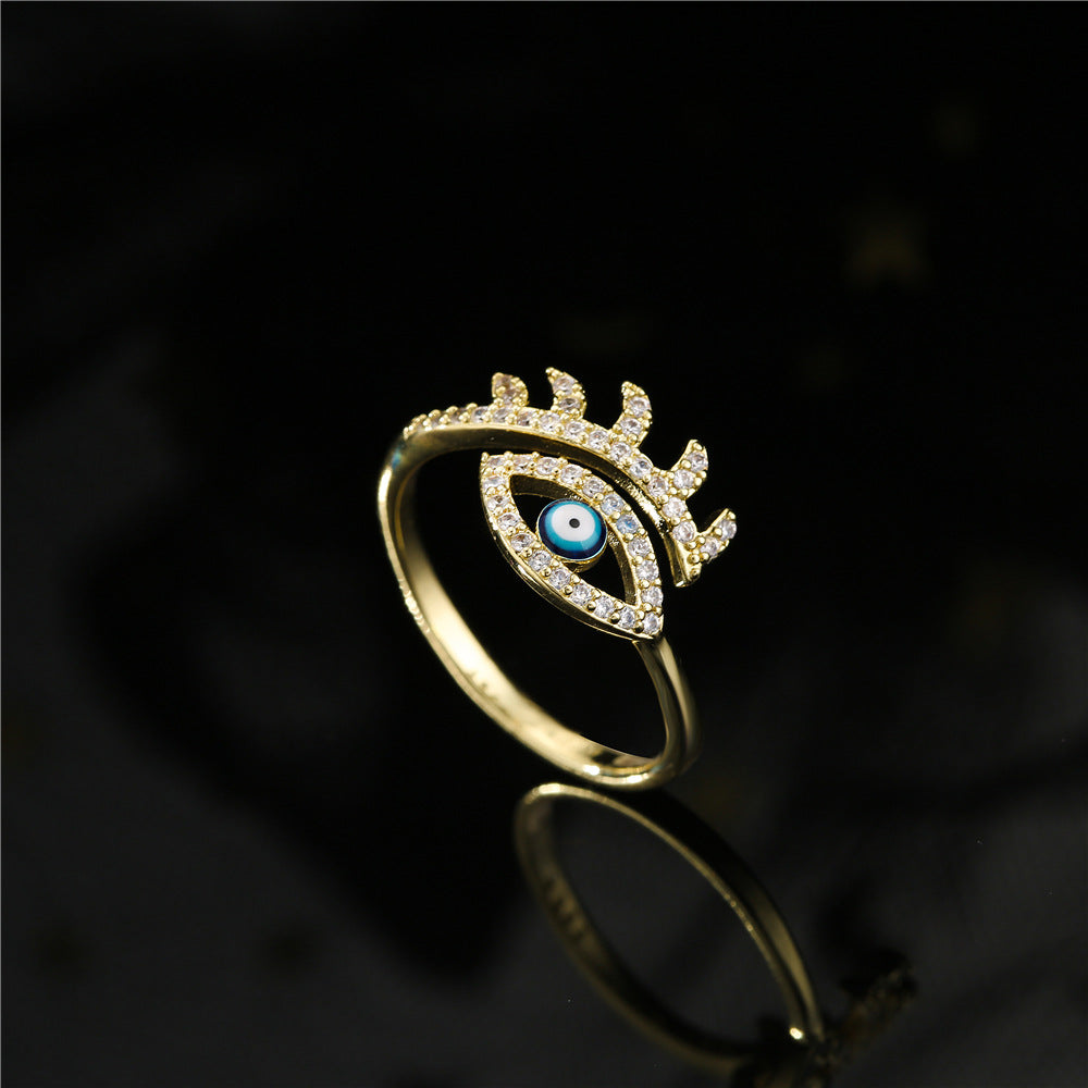 Geometric Micro-pave Cubic Zirconia Brass Ring for Women