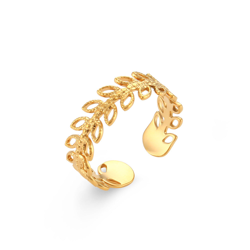 Fashionable Geometric Stainless Steel Ring with Gold Plating for Women