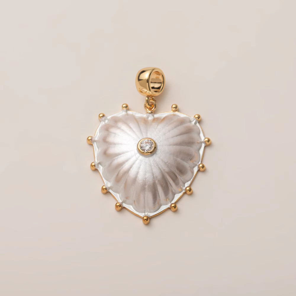 Minimalist Vintage 18K Gold Plated Brass Heart Bow Drip Oil Cubic Zirconia Charm Bar