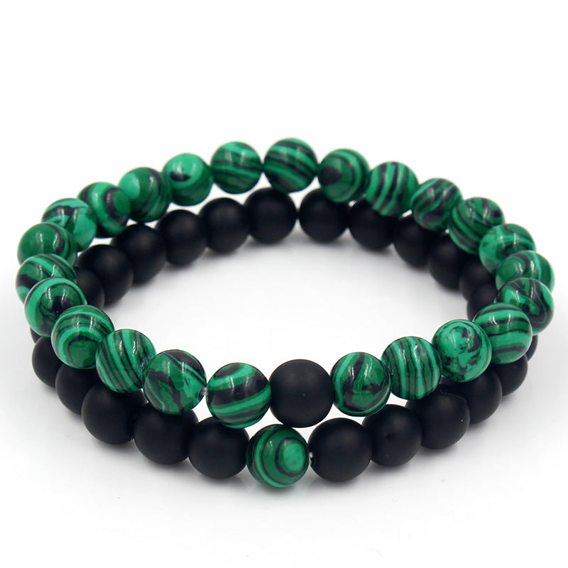 Punk Micro-pavé Cubic Zirconia Skull and Volcanic Stone Bead Bracelet for Unisex